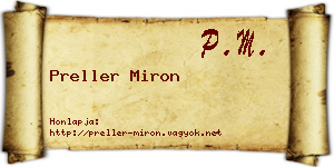 Preller Miron névjegykártya